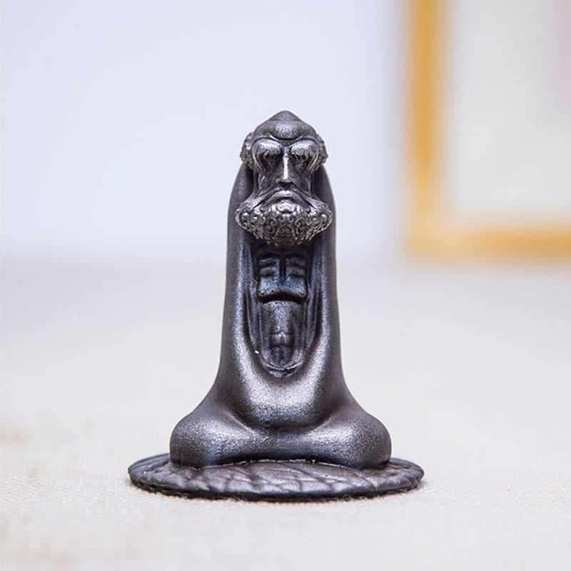 Bodhidharma 10 cm Eisenpulver Rost Harz Buddha Statue Dekoration
