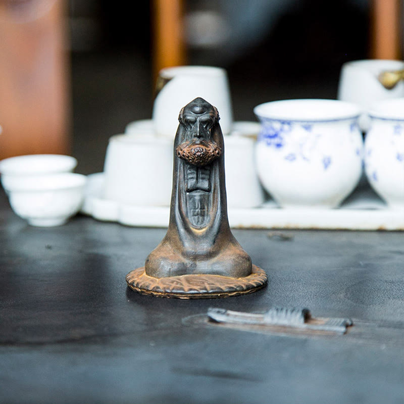 Bodhidharma 10 cm Eisenpulver Rost Harz Buddha Statue Dekoration