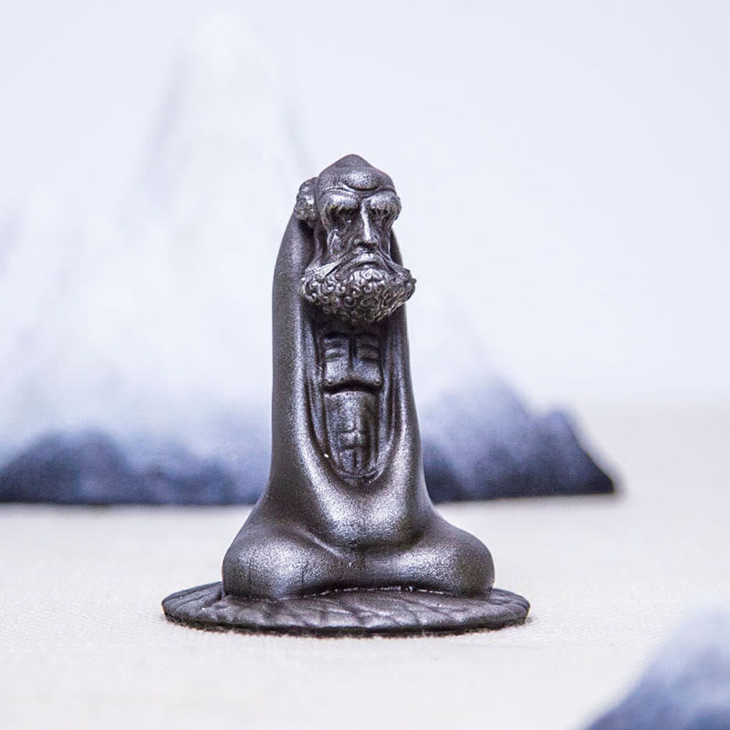 Bodhidharma 10 cm Eisenpulver Rost Harz Buddha Statue Dekoration