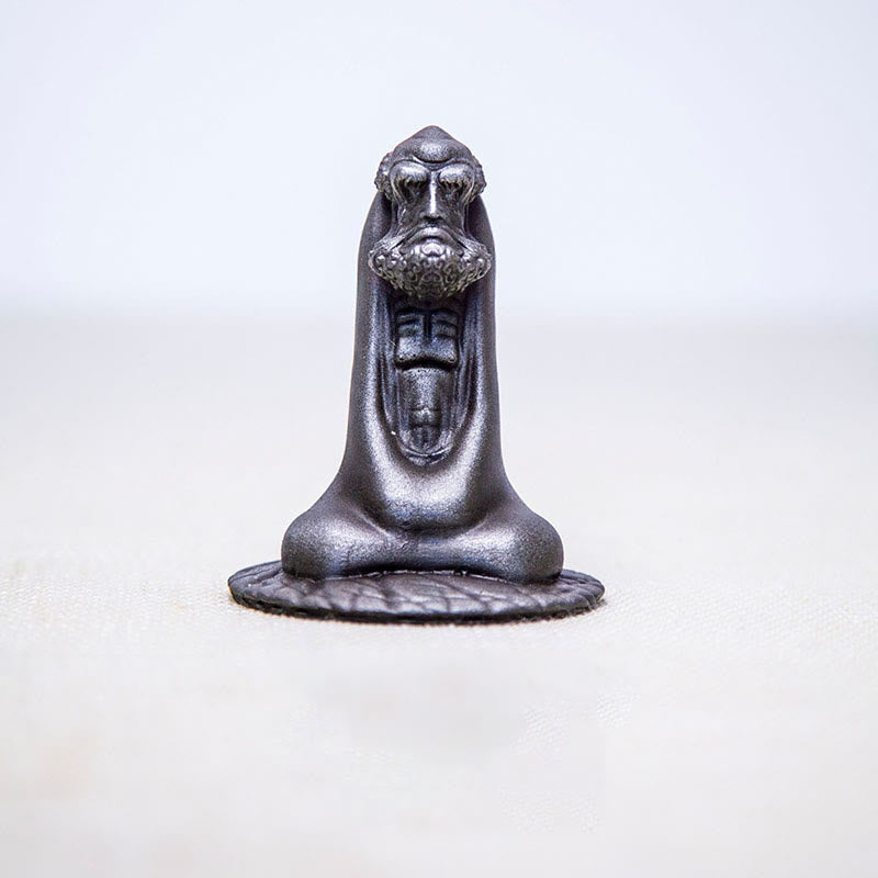 Bodhidharma 10 cm Eisenpulver Rost Harz Buddha Statue Dekoration