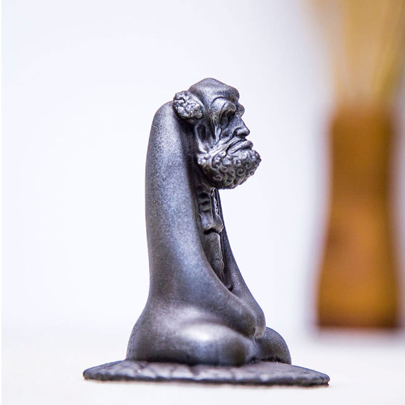 Bodhidharma 10 cm Eisenpulver Rost Harz Buddha Statue Dekoration