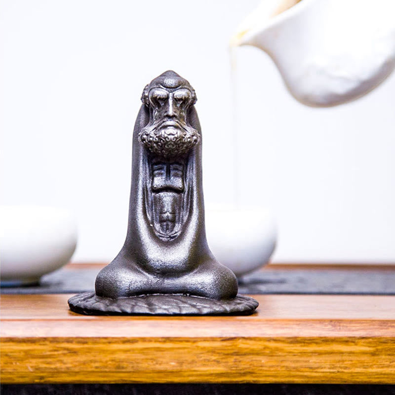 Bodhidharma 10 cm Eisenpulver Rost Harz Buddha Statue Dekoration