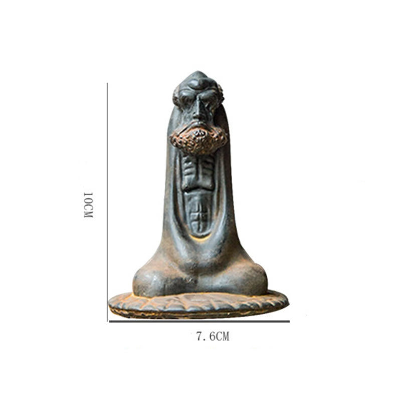 Bodhidharma 10 cm Eisenpulver Rost Harz Buddha Statue Dekoration