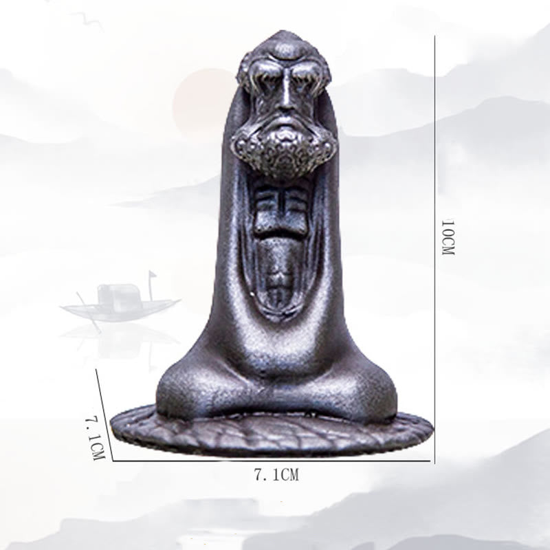 Bodhidharma 10 cm Eisenpulver Rost Harz Buddha Statue Dekoration