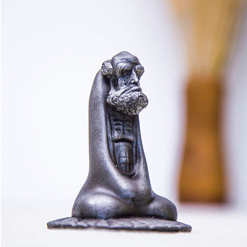 Bodhidharma 10 cm Eisenpulver Rost Harz Buddha Statue Dekoration
