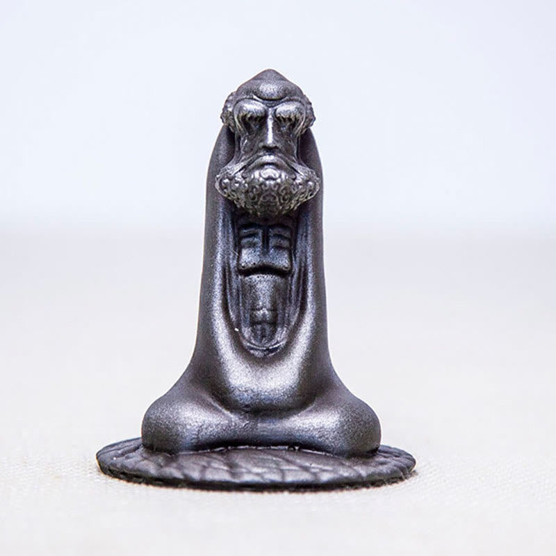 Bodhidharma 10 cm Eisenpulver Rost Harz Buddha Statue Dekoration