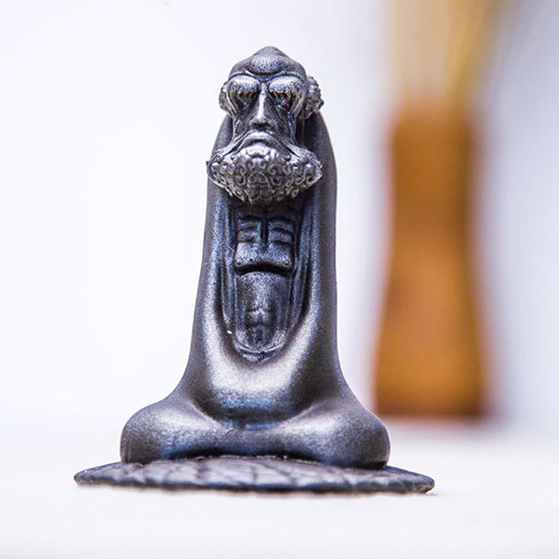 Bodhidharma 10 cm Eisenpulver Rost Harz Buddha Statue Dekoration