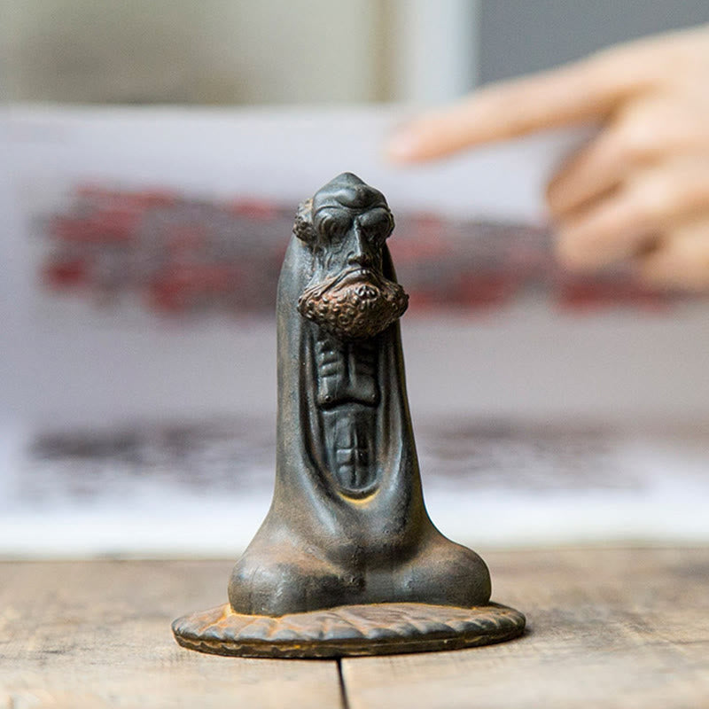 Bodhidharma 10 cm Eisenpulver Rost Harz Buddha Statue Dekoration