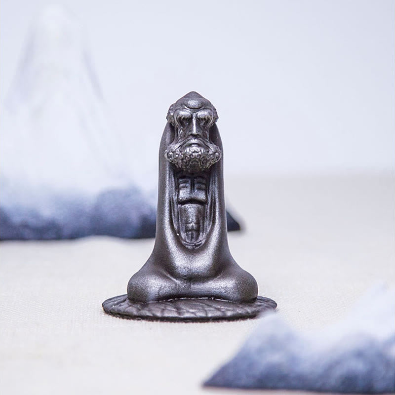 Bodhidharma 10 cm Eisenpulver Rost Harz Buddha Statue Dekoration