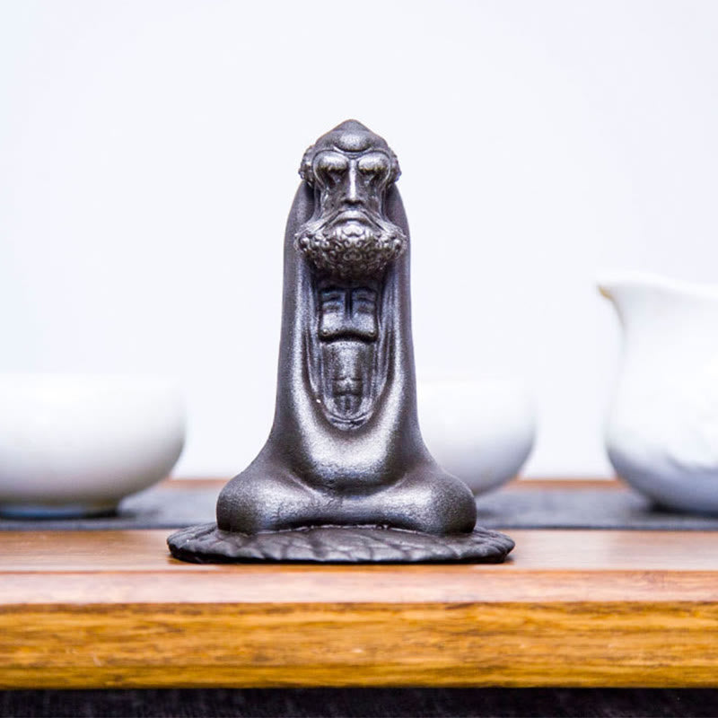 Bodhidharma 10 cm Eisenpulver Rost Harz Buddha Statue Dekoration