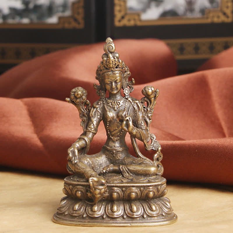 Bodhisattva Grüne Tara Kupferstatue 55,5 mm Ruhe Hoffnung