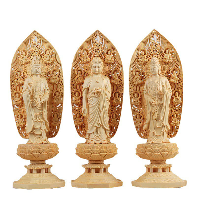 Buchsbaum-Buddha-Statue | Mahasthamaprapta Bodhisattva 43cm