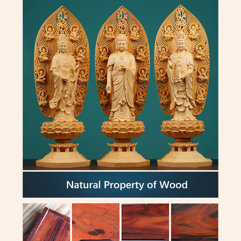 Buchsbaum-Buddha-Statue | Mahasthamaprapta Bodhisattva 43cm