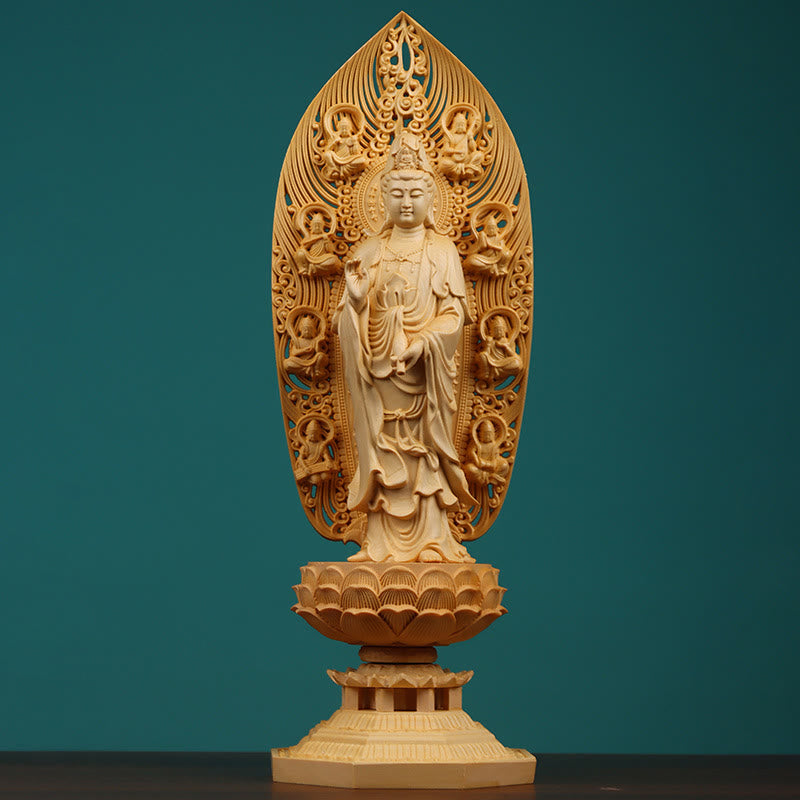 Buchsbaum-Buddha-Statue | Mahasthamaprapta Bodhisattva 43cm