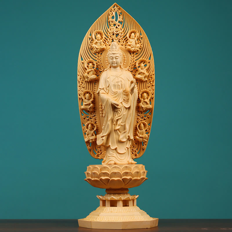 Buchsbaum-Buddha-Statue | Mahasthamaprapta Bodhisattva 43cm
