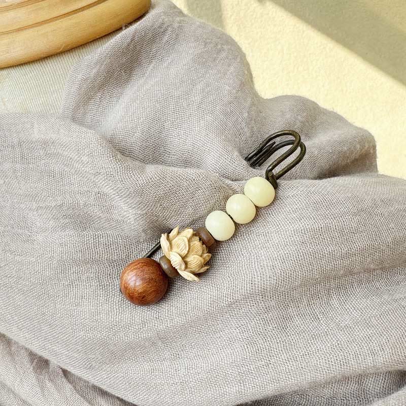 Buchsbaum-Lotus-Bodhi-Perlenbrosche für spirituellen Frieden