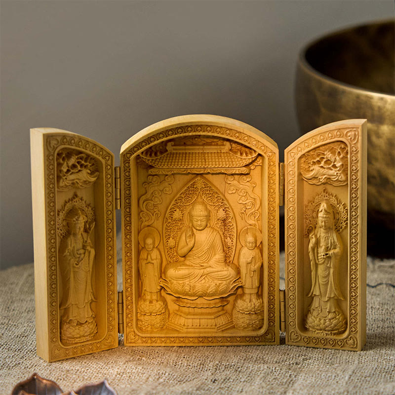 Buchsbaum Tausendarmiger Avalokitesvara Kwan Yin Altardekoration