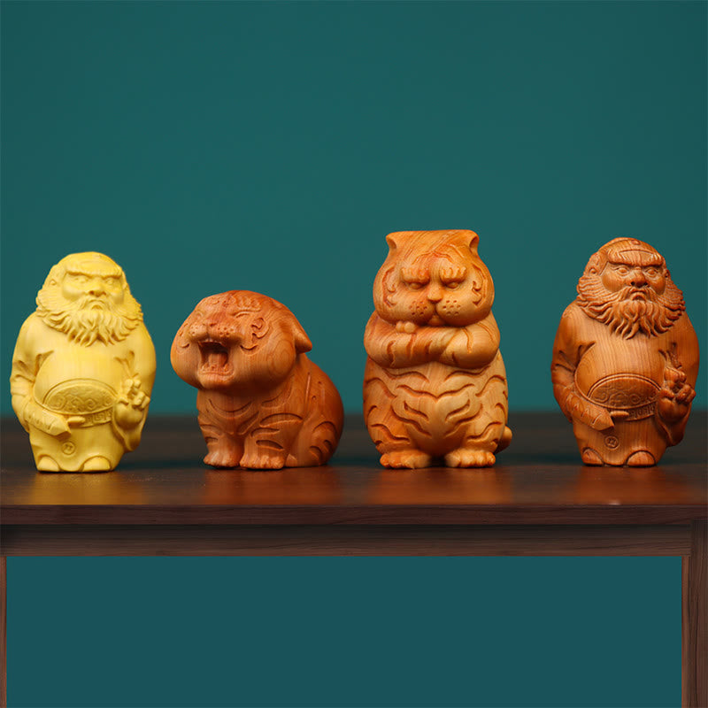 Spirituelle Schreibtischstatuen-Kollektion aus Buchsbaum und Thuja Sutchuenensis