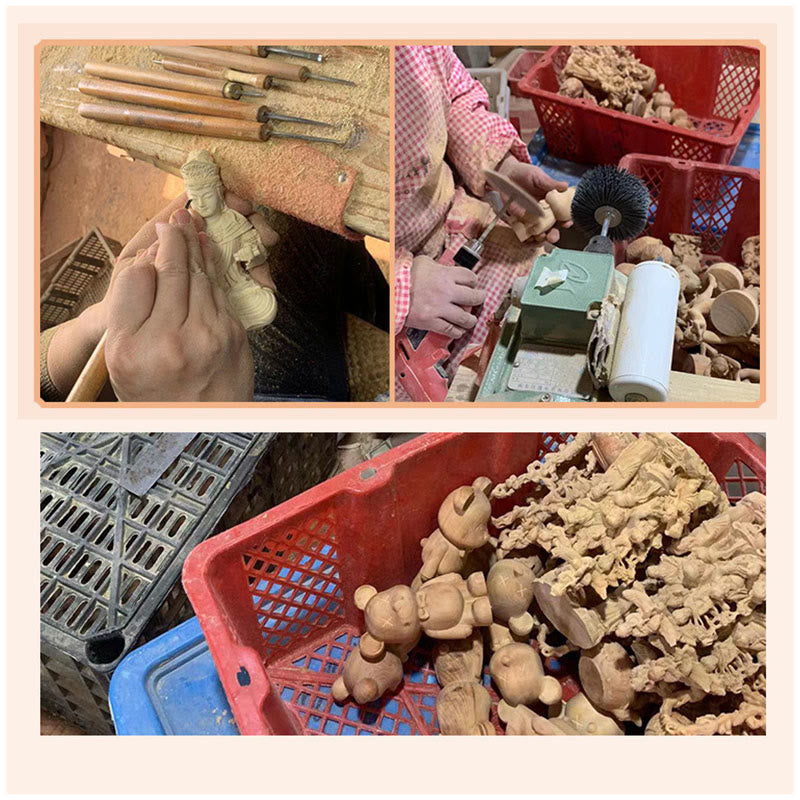 Spirituelle Schreibtischstatuen-Kollektion aus Buchsbaum und Thuja Sutchuenensis