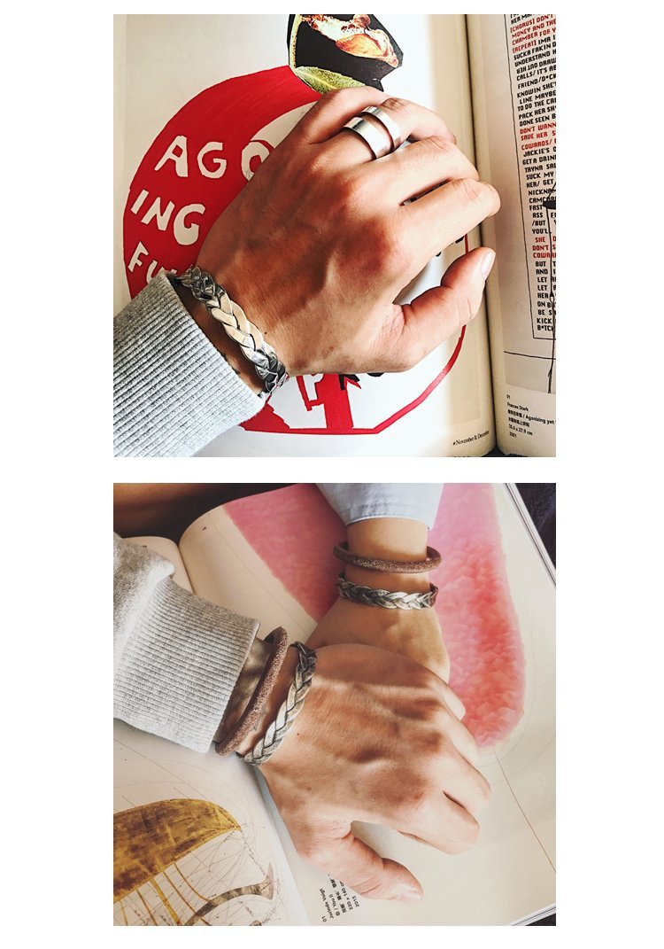 Geflochtenes Lederarmband mit Tigerauge-Anhänger