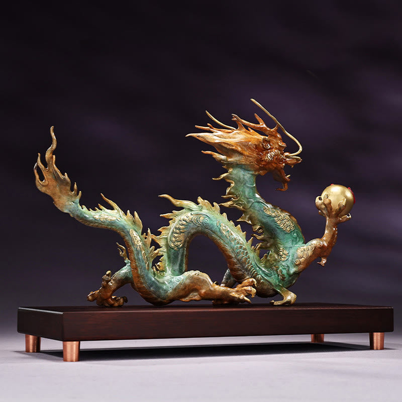 Messing-Drache, Bürodekoration | Feng Shui, Glück und Erfolg, 31 cm