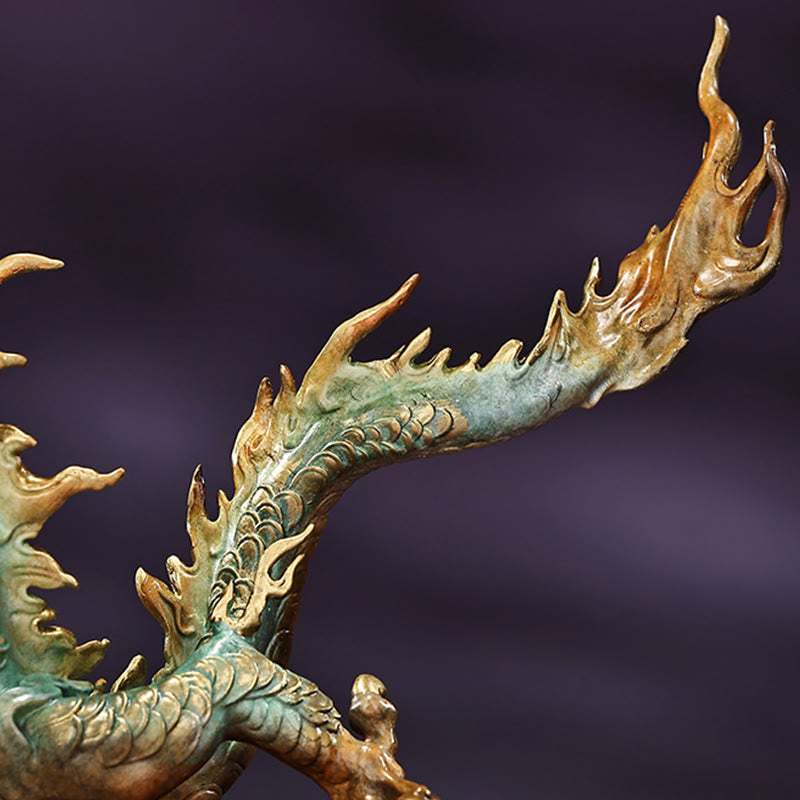 Messing-Drache, Bürodekoration | Feng Shui, Glück und Erfolg, 31 cm