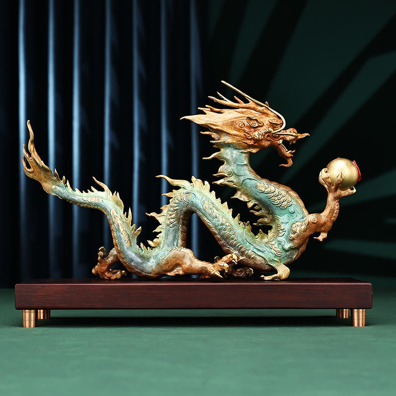 Messing-Drache, Bürodekoration | Feng Shui, Glück und Erfolg, 31 cm