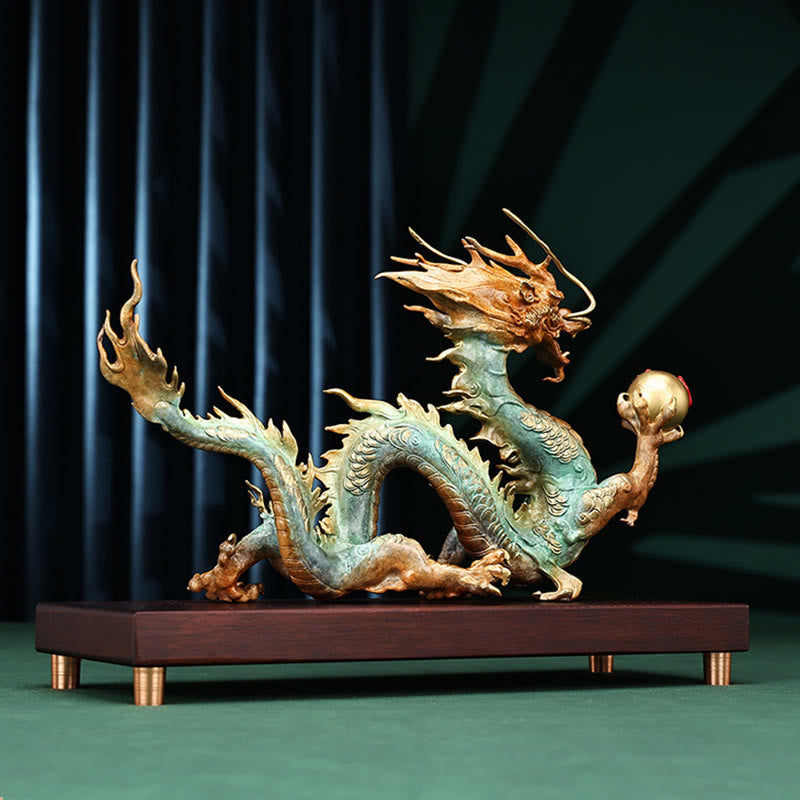 Messing-Drache, Bürodekoration | Feng Shui, Glück und Erfolg, 31 cm