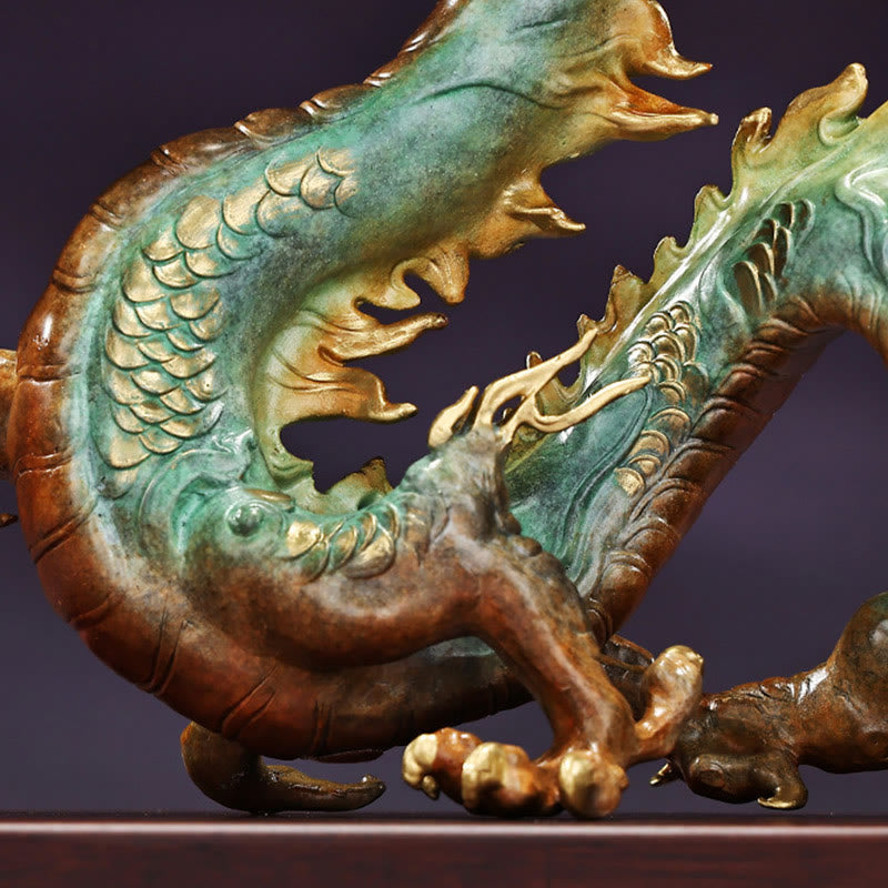 Messing-Drache, Bürodekoration | Feng Shui, Glück und Erfolg, 31 cm