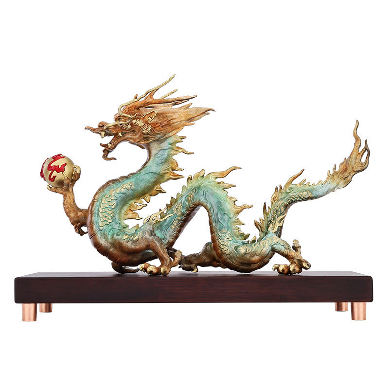 Messing-Drache, Bürodekoration | Feng Shui, Glück und Erfolg, 31 cm