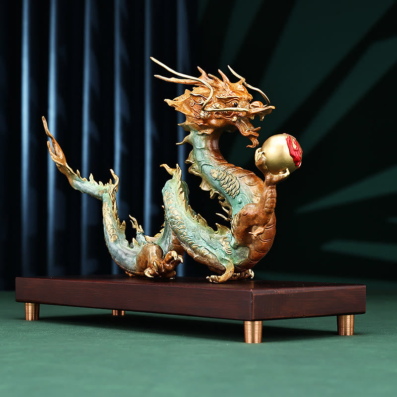 Messing-Drache, Bürodekoration | Feng Shui, Glück und Erfolg, 31 cm