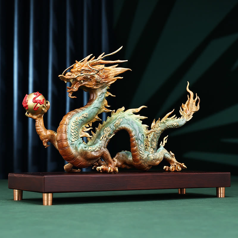 Messing-Drache, Bürodekoration | Feng Shui, Glück und Erfolg, 31 cm