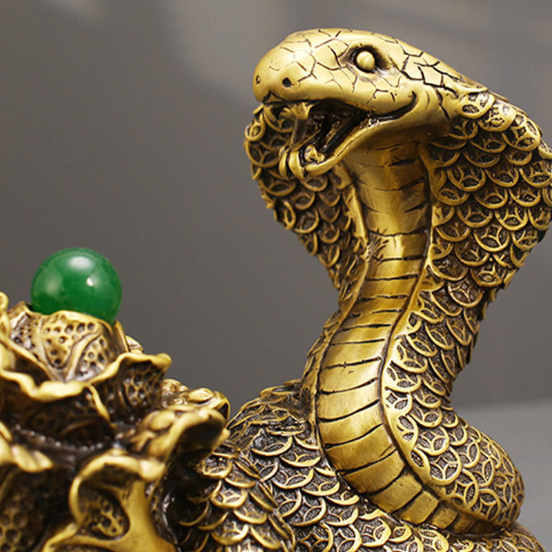 Schlangenfigur aus Messing, 19 cm, Tiertotem für spirituellen Segen