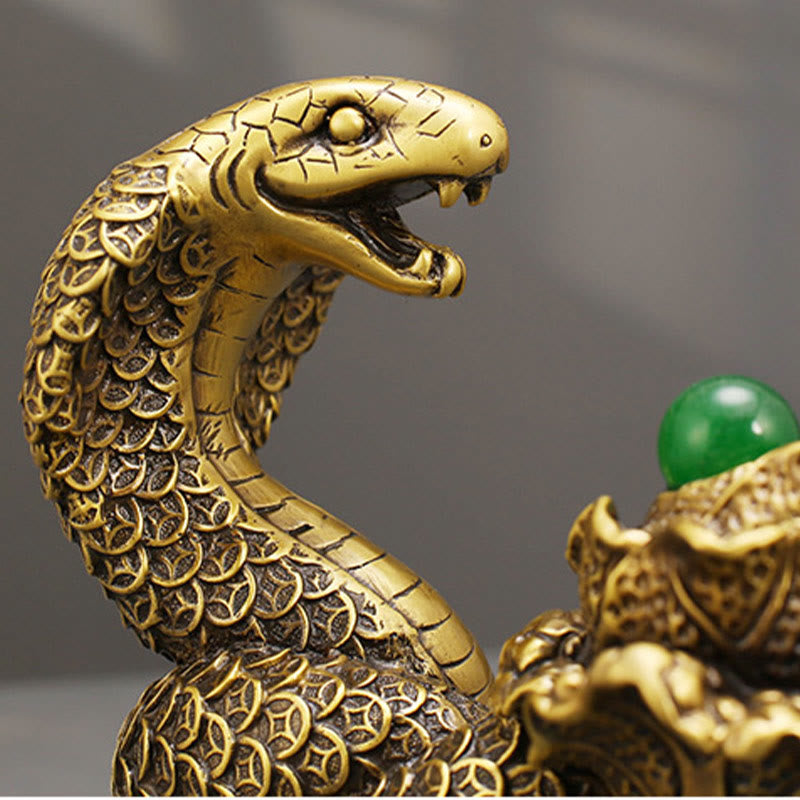 Schlangenfigur aus Messing, 19 cm, Tiertotem für spirituellen Segen