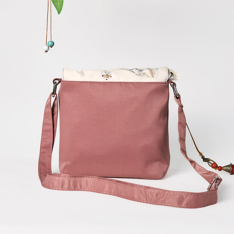 Braune Yogatasche aus Baumwollleinen mit Pflaumenblüte