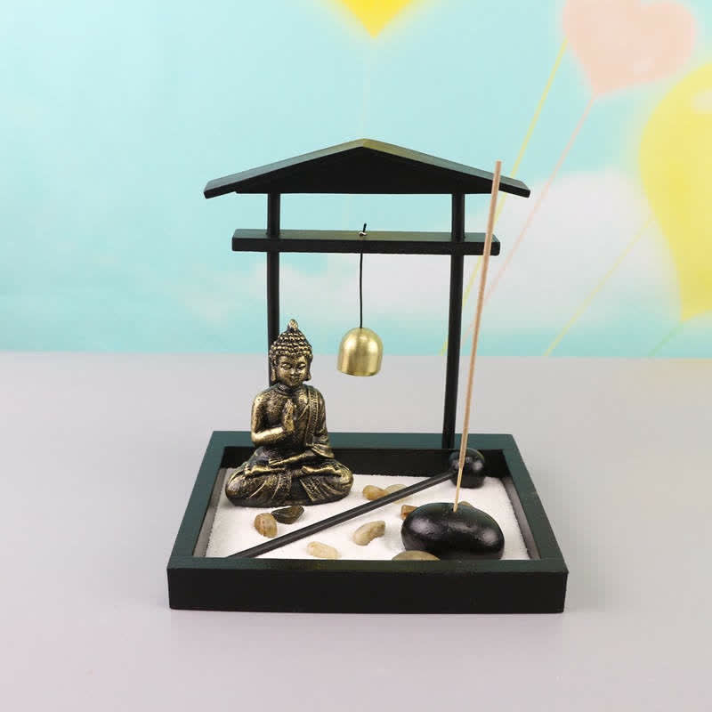 Buddha-Statue, Meditations-Zen-Garten-Set, 15 cm