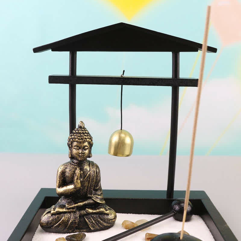 Buddha-Statue, Meditations-Zen-Garten-Set, 15 cm