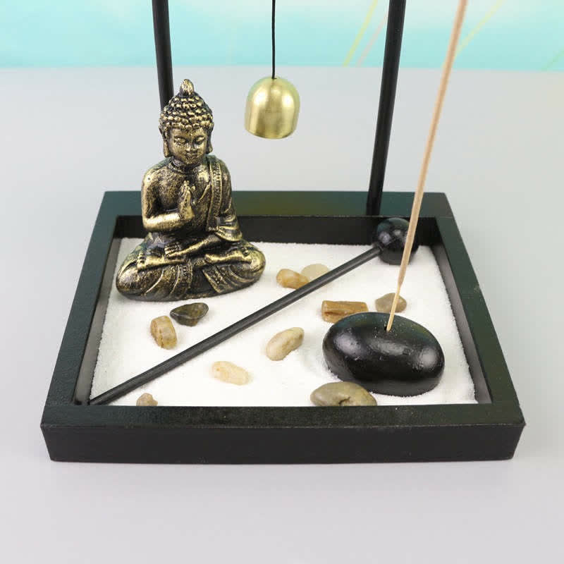Buddha-Statue, Meditations-Zen-Garten-Set, 15 cm