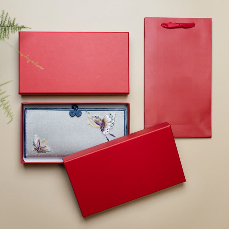 Schmetterling Orchidee Su Stickerei Handtasche 20cm spirituelles Accessoire