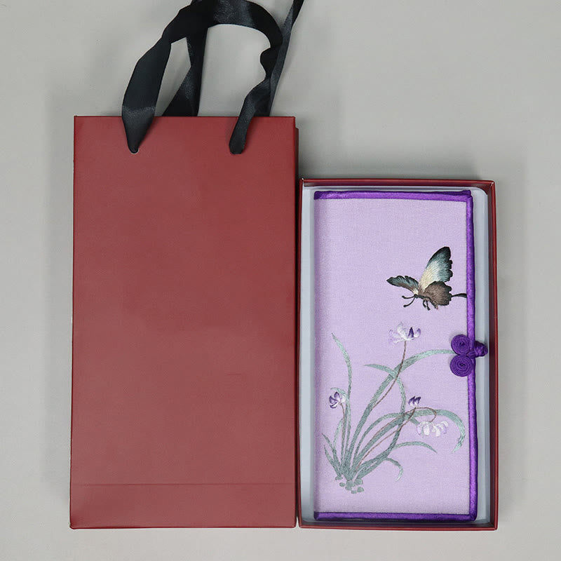 Schmetterling Orchidee Su Stickerei Handtasche 20cm spirituelles Accessoire