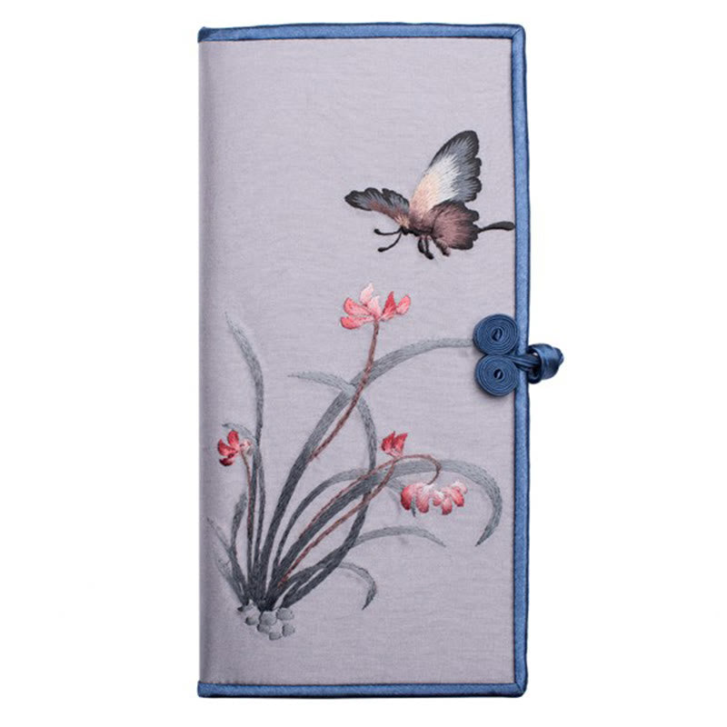 Schmetterling Orchidee Su Stickerei Handtasche 20cm spirituelles Accessoire