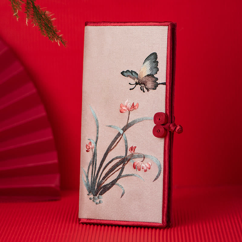 Schmetterling Orchidee Su Stickerei Handtasche 20cm spirituelles Accessoire