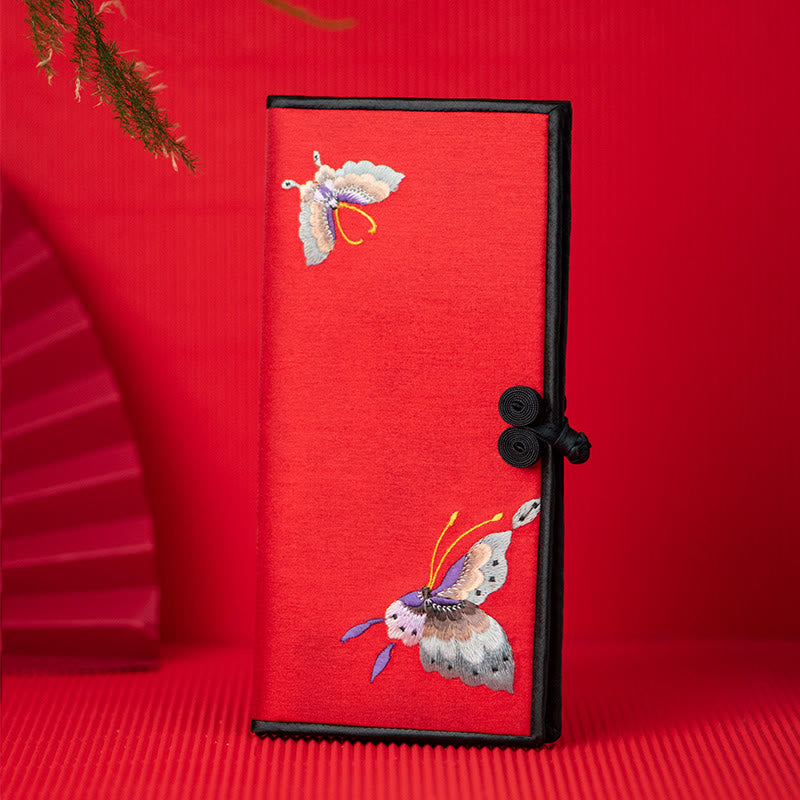 Schmetterling Orchidee Su Stickerei Handtasche 20cm spirituelles Accessoire