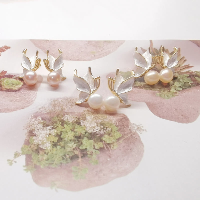 Schmetterlings-Weisheits-Perlen-Ohrstecker mit 925er Silberpfosten