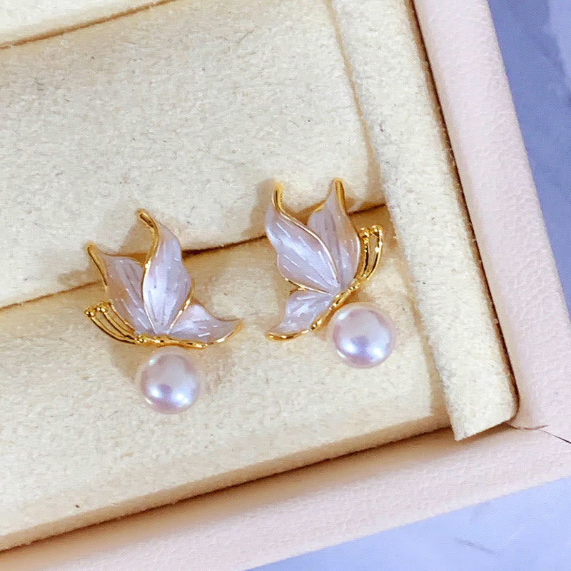 Schmetterlings-Weisheits-Perlen-Ohrstecker mit 925er Silberpfosten