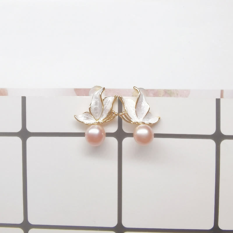 Schmetterlings-Weisheits-Perlen-Ohrstecker mit 925er Silberpfosten