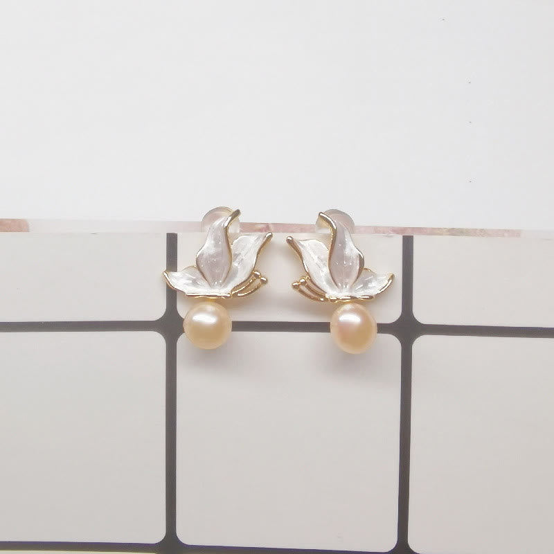 Schmetterlings-Weisheits-Perlen-Ohrstecker mit 925er Silberpfosten