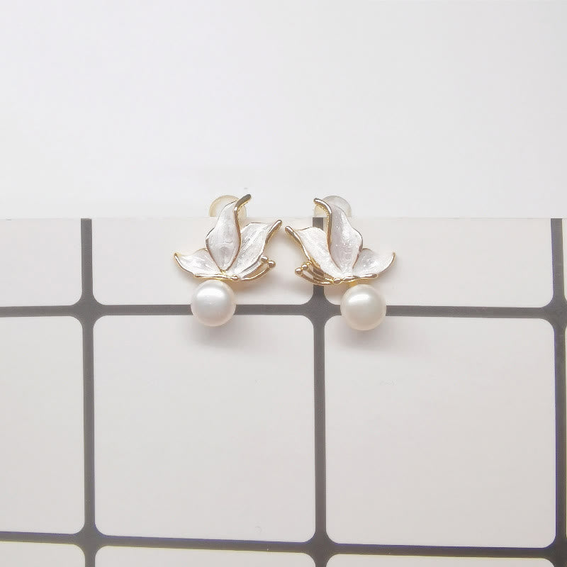 Schmetterlings-Weisheits-Perlen-Ohrstecker mit 925er Silberpfosten