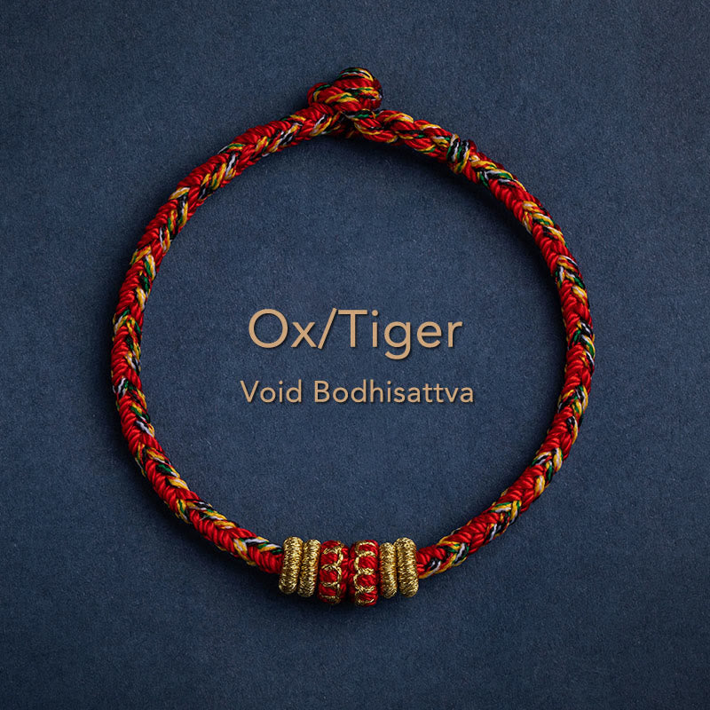 Handgefertigtes rotes Schnurarmband mit chinesischem Tierkreiszeichen für Glück und Stärke