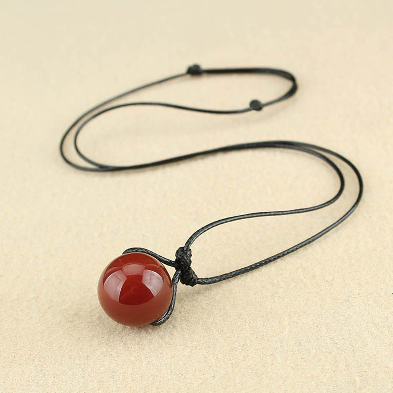 Red Agate Confidence Necklace | Leather Rope Pendant
